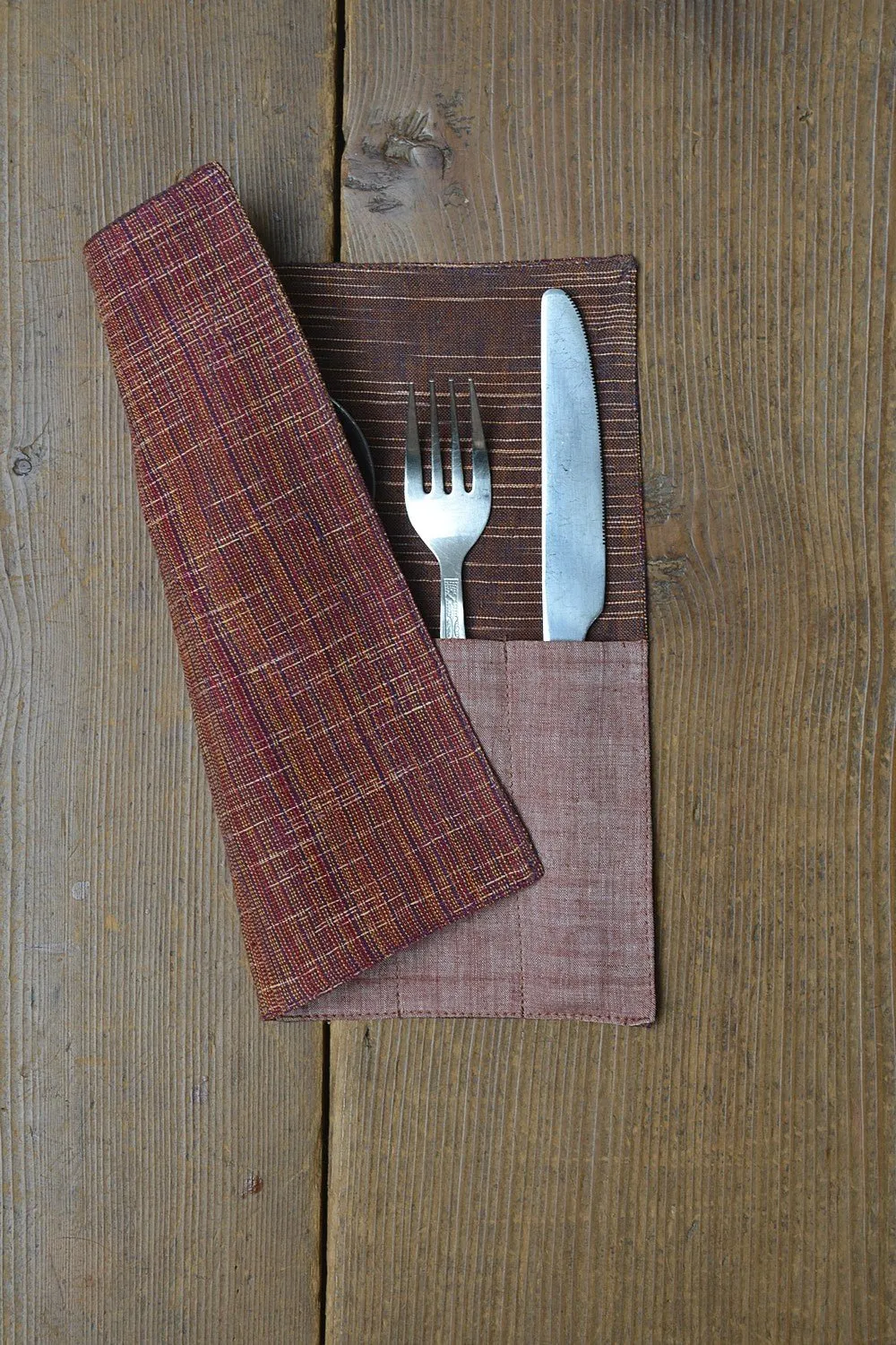 Brown Fabric Cutlery Holder Set