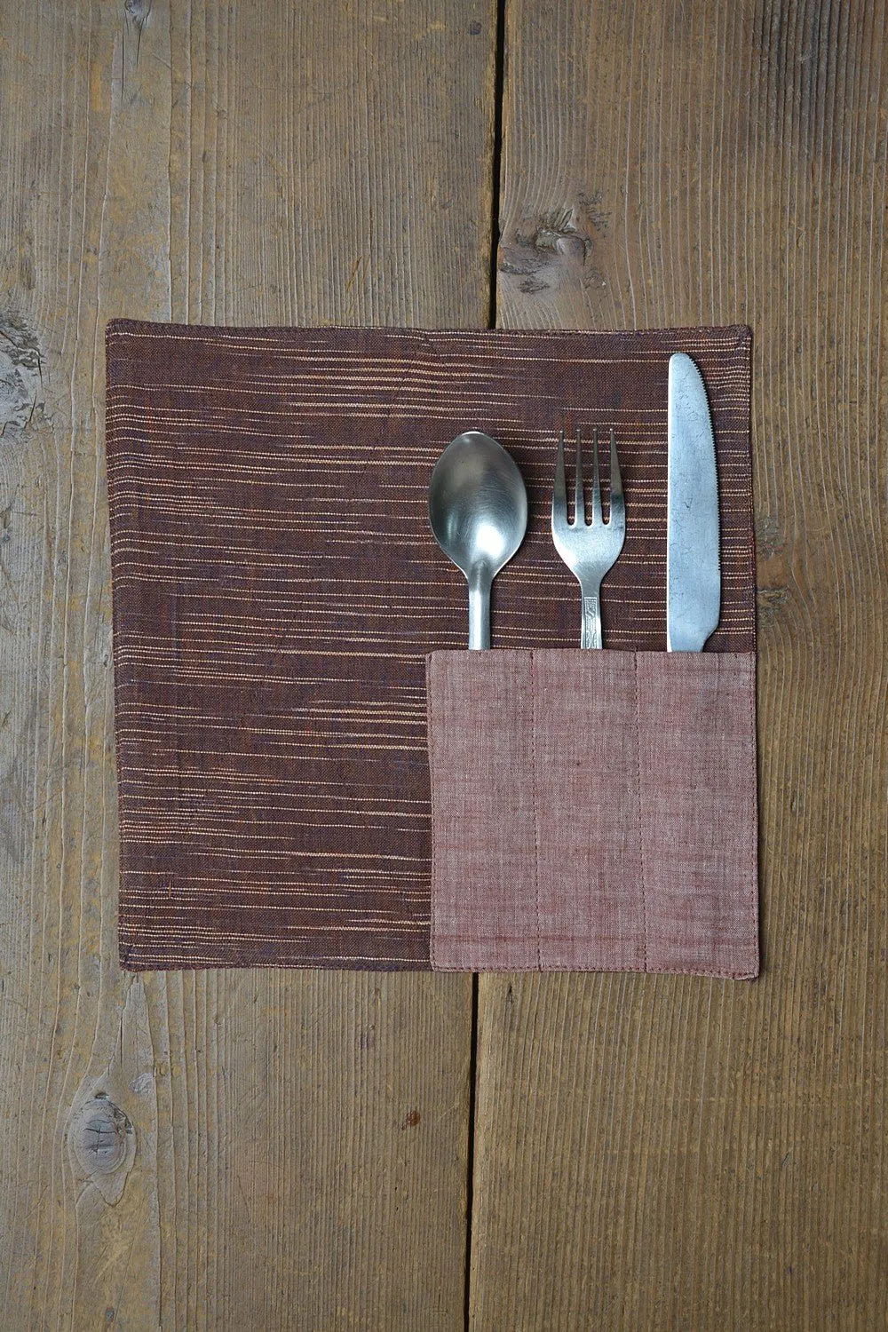 Brown Fabric Cutlery Holder Set