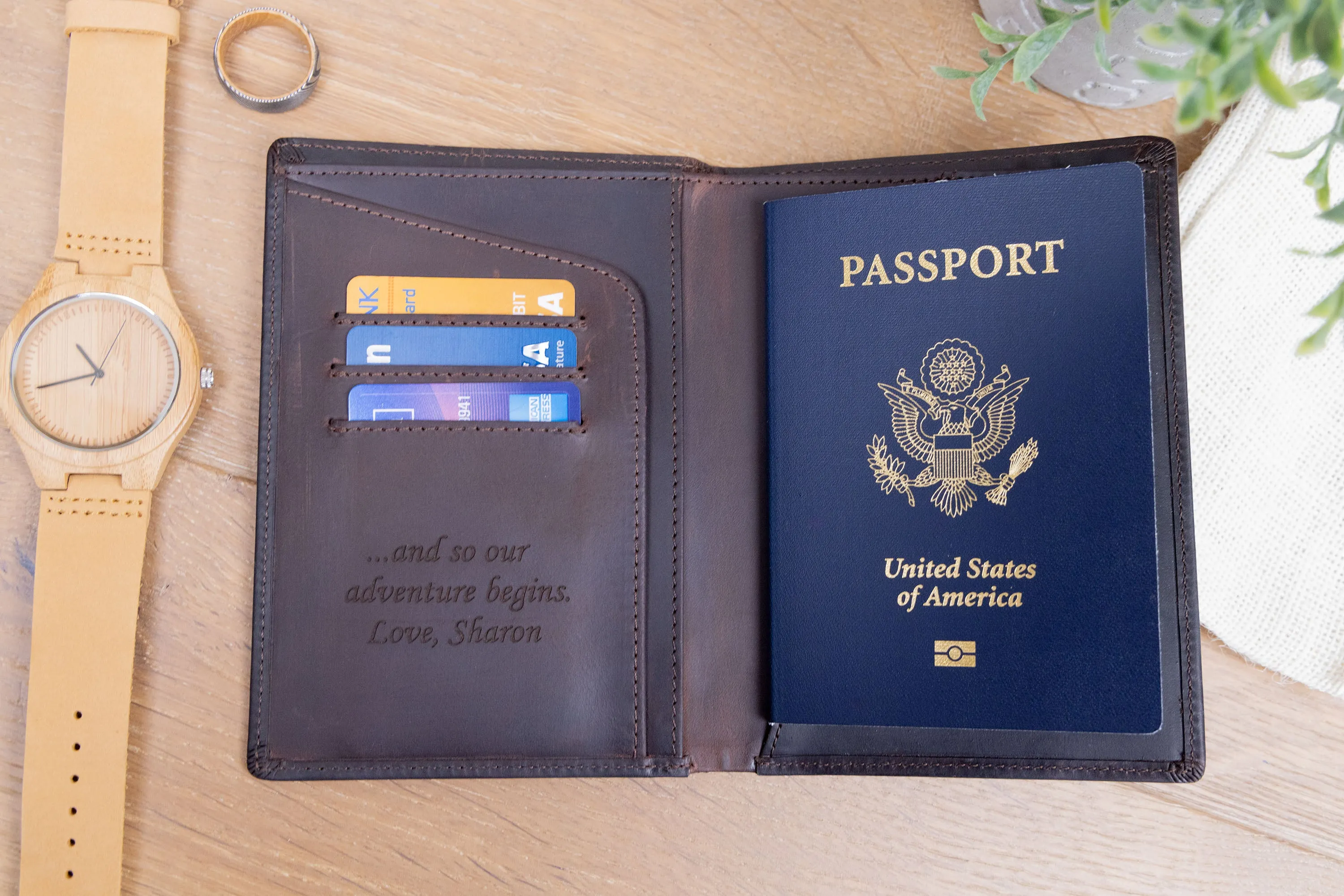 Brown Leather Passport Holder
