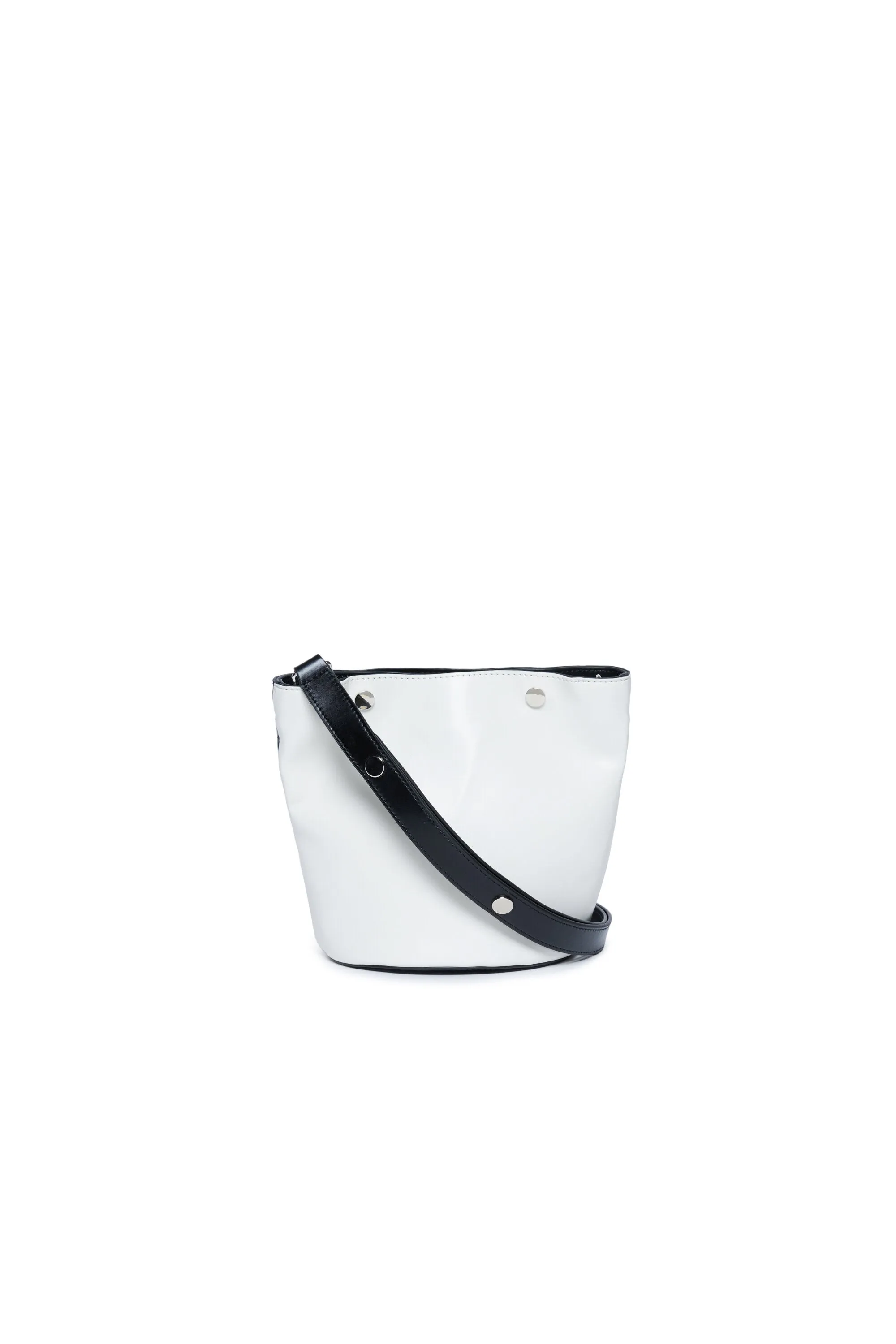 Bucket bag in two-tone fake leather