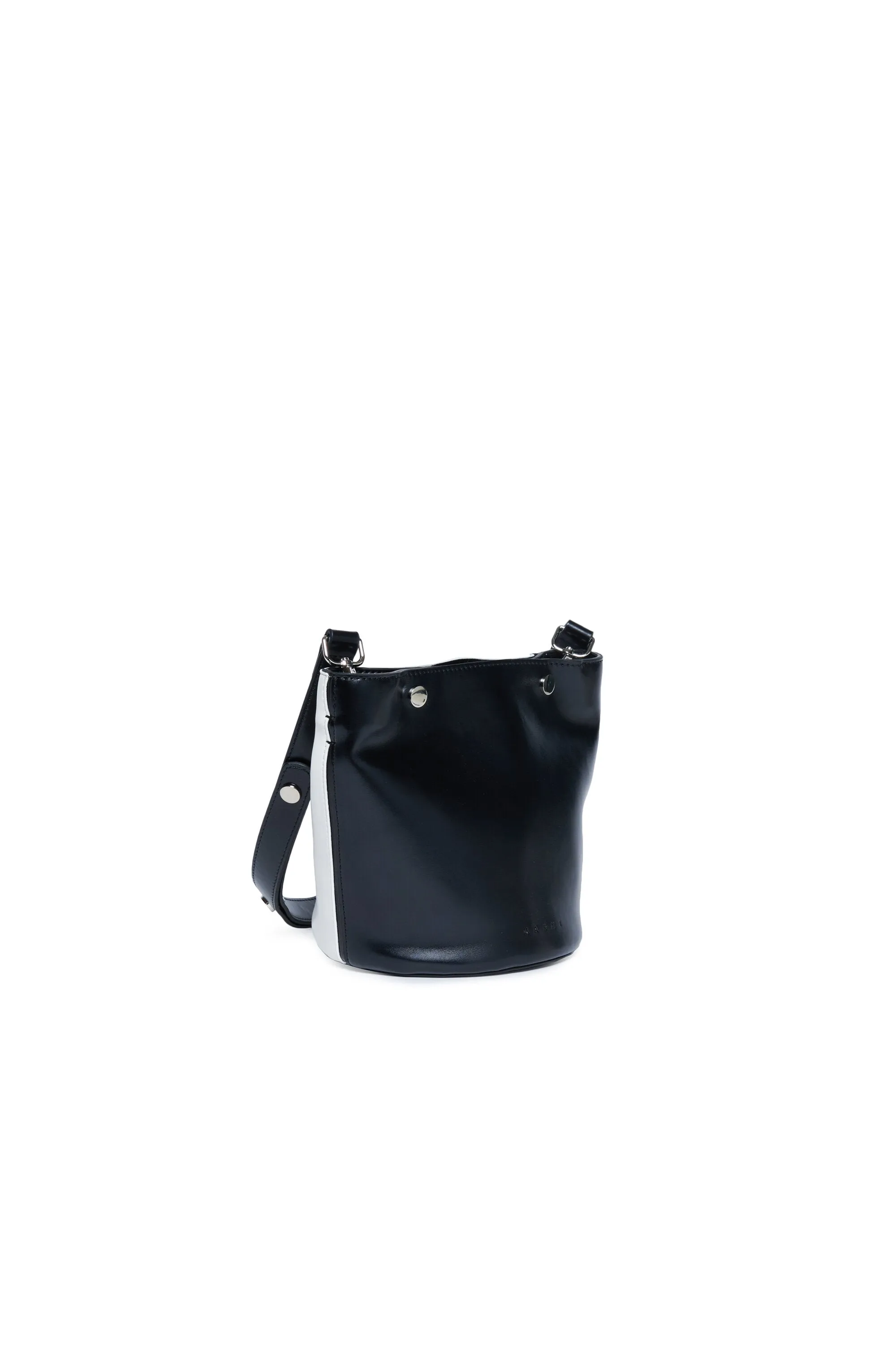 Bucket bag in two-tone fake leather