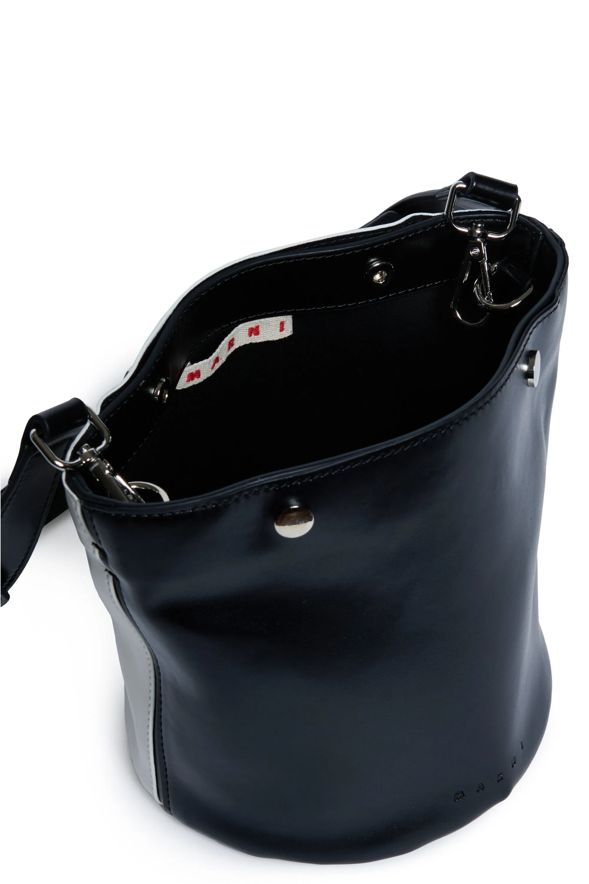 Bucket bag in two-tone fake leather