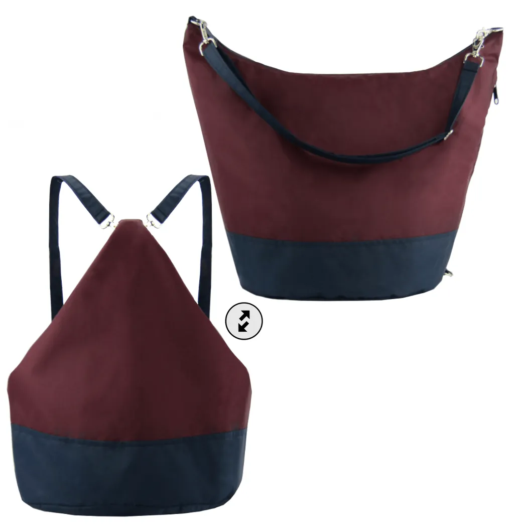 Burgundy Nylon | Navy Nylon | RTS Convertible Backpack Purse | Large