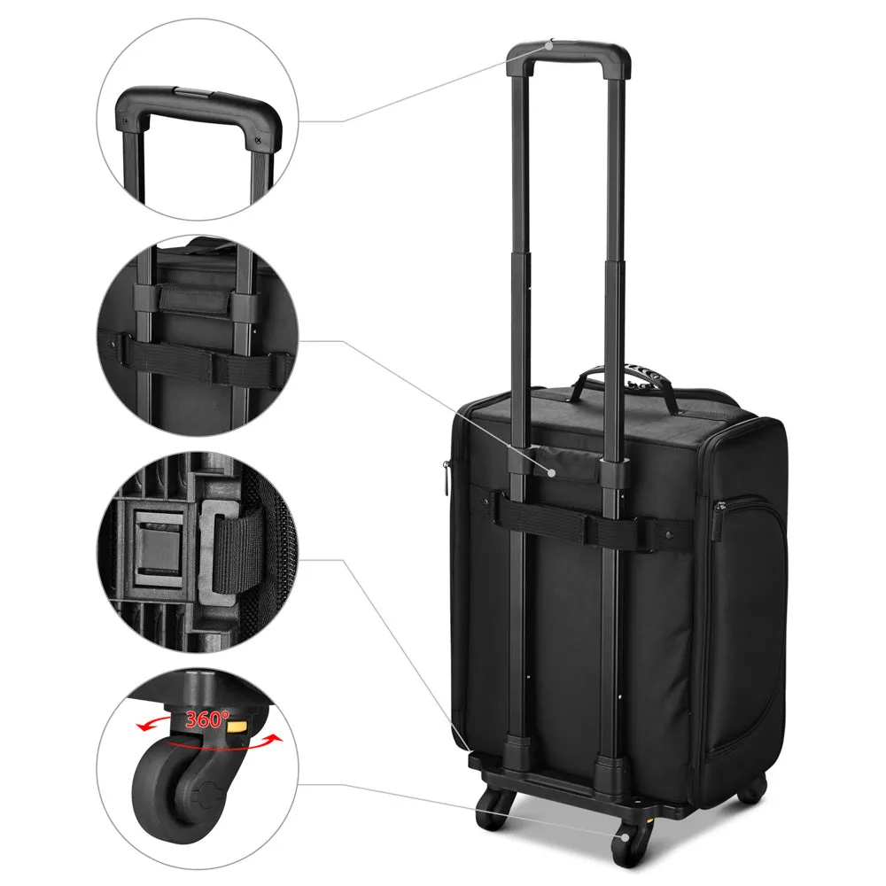 Byootique FuHold Foldable Rolling Makeup Case with Pockets Detach Trolley