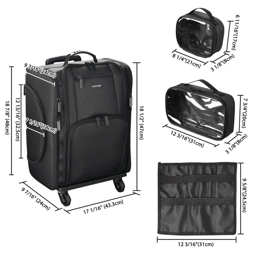Byootique FuHold Foldable Rolling Makeup Case with Pockets Detach Trolley