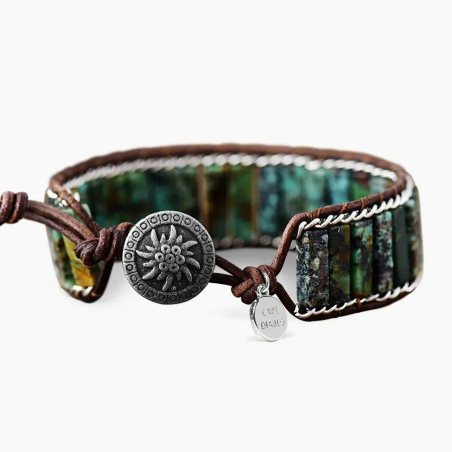 Cape Diablo - Beaded Cuff Bracelet, Oceanic Turquoise