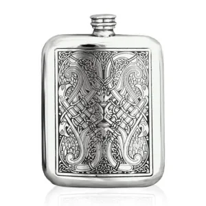 Celtic Birds Rounded 6oz Pewter Hip