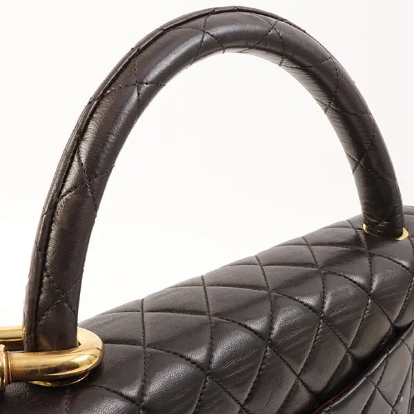 Chanel Around 1995 Made Classic Flap Handbag With Micro Bag Black