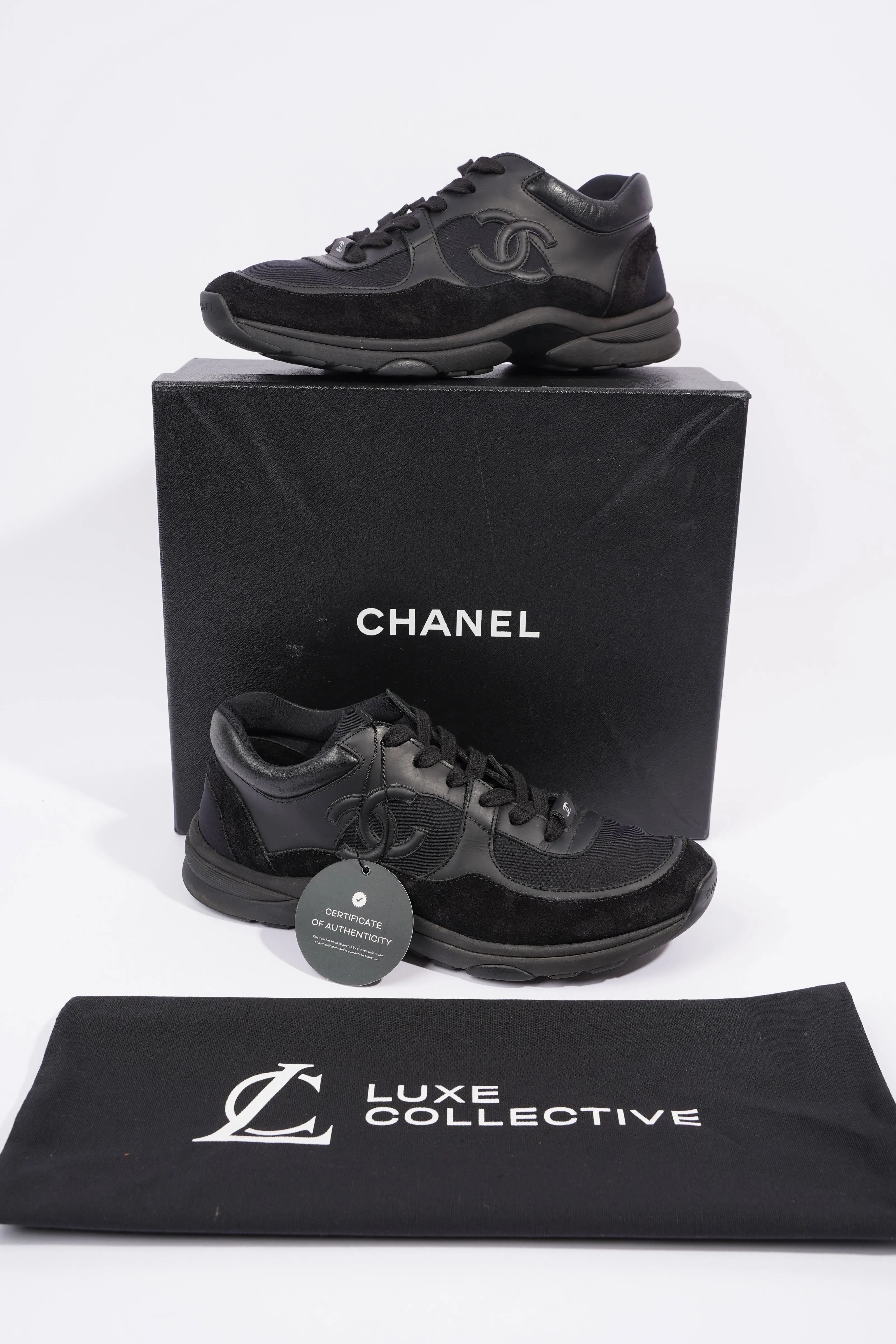 Chanel CC Logo Sneaker Black Suede EU 40 UK 7