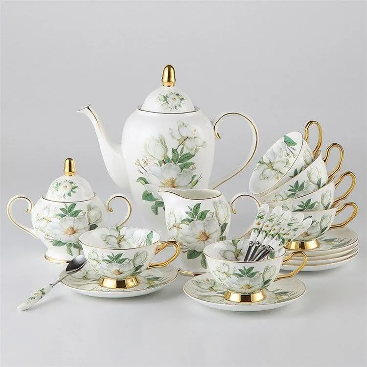 Charming Golden Chrysanthemum Bone China Tea Set: Elegant English Craftsmanship