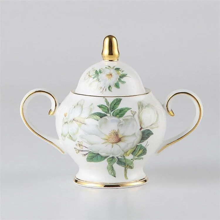 Charming Golden Chrysanthemum Bone China Tea Set: Elegant English Craftsmanship