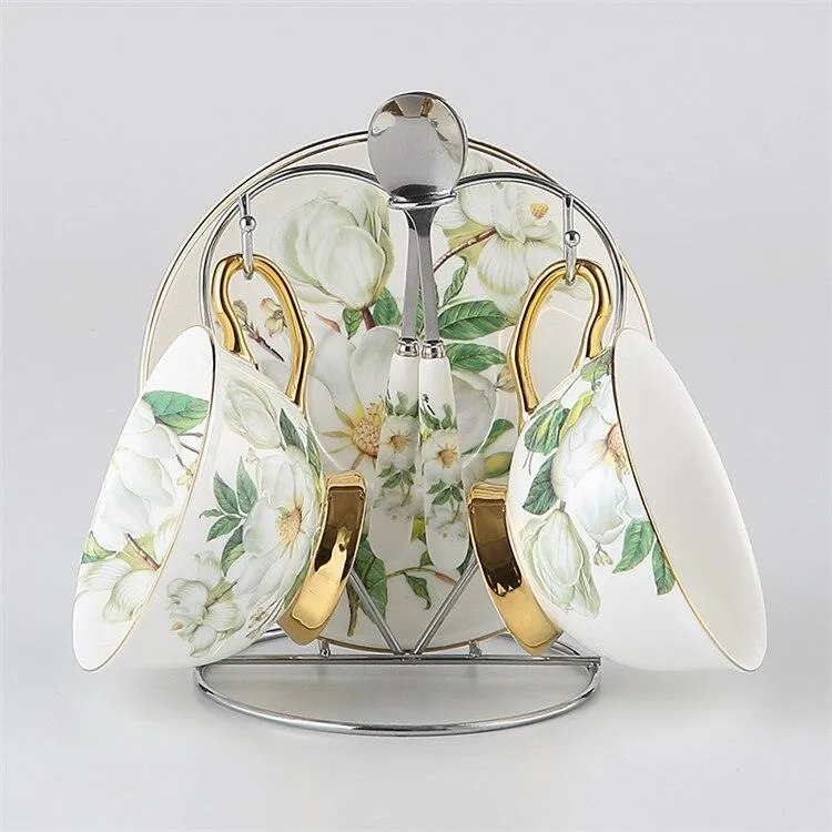 Charming Golden Chrysanthemum Bone China Tea Set: Elegant English Craftsmanship