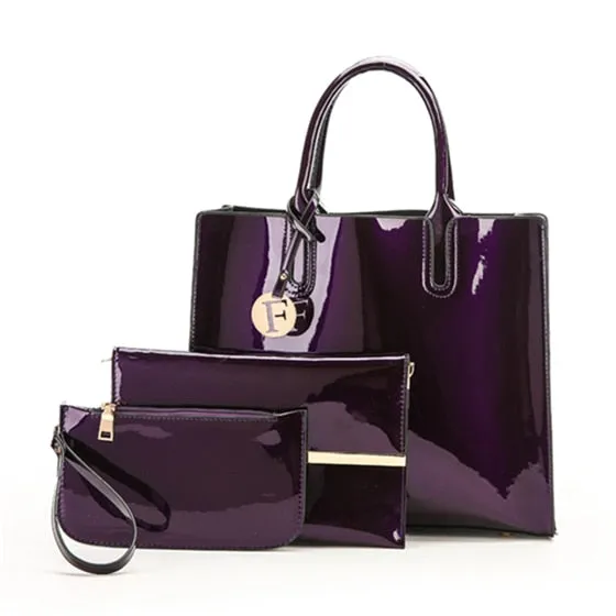 Christmas Gift Brand 3 Sets Women Handbags High Quality Patent Leather Female Messenger Bag Luxury Tote Ladies Shoulder Crossbody Bag Clutch