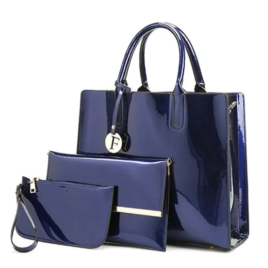 Christmas Gift Brand 3 Sets Women Handbags High Quality Patent Leather Female Messenger Bag Luxury Tote Ladies Shoulder Crossbody Bag Clutch