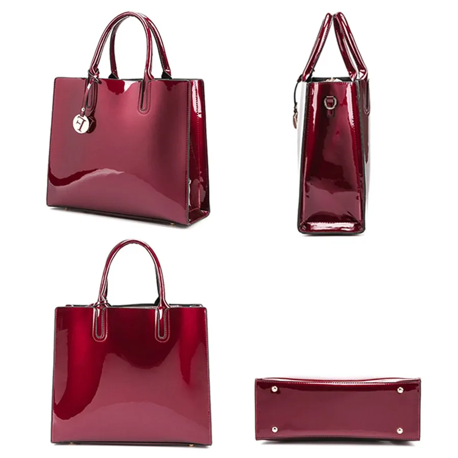 Christmas Gift Brand 3 Sets Women Handbags High Quality Patent Leather Female Messenger Bag Luxury Tote Ladies Shoulder Crossbody Bag Clutch