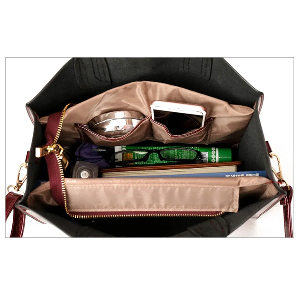 Christmas Gift Brand 3 Sets Women Handbags High Quality Patent Leather Female Messenger Bag Luxury Tote Ladies Shoulder Crossbody Bag Clutch