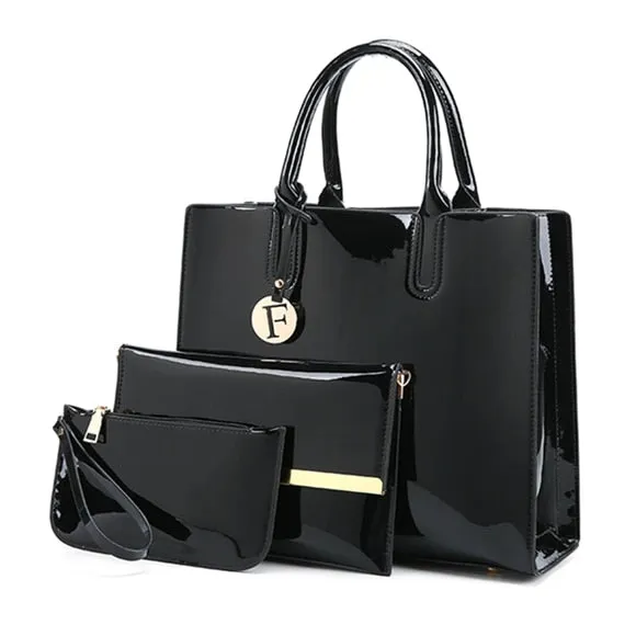 Christmas Gift Brand 3 Sets Women Handbags High Quality Patent Leather Female Messenger Bag Luxury Tote Ladies Shoulder Crossbody Bag Clutch