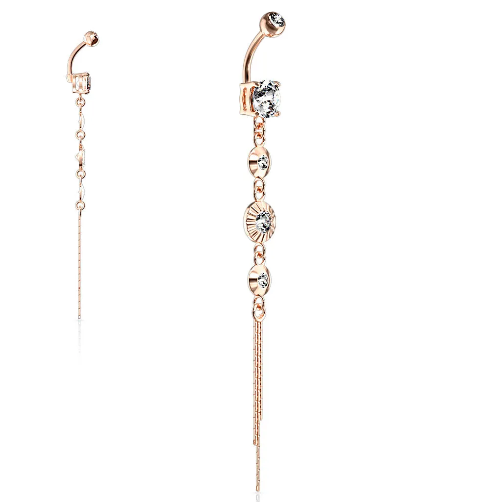 Classico Vintage Drop Chain Belly Bar in Rose Gold
