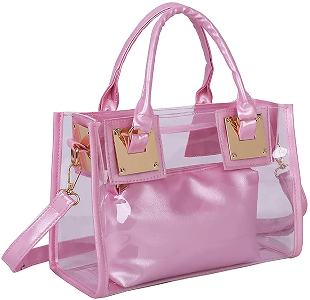 Clear Black Jelly Tote Beach Crossbody Transparent Handbag