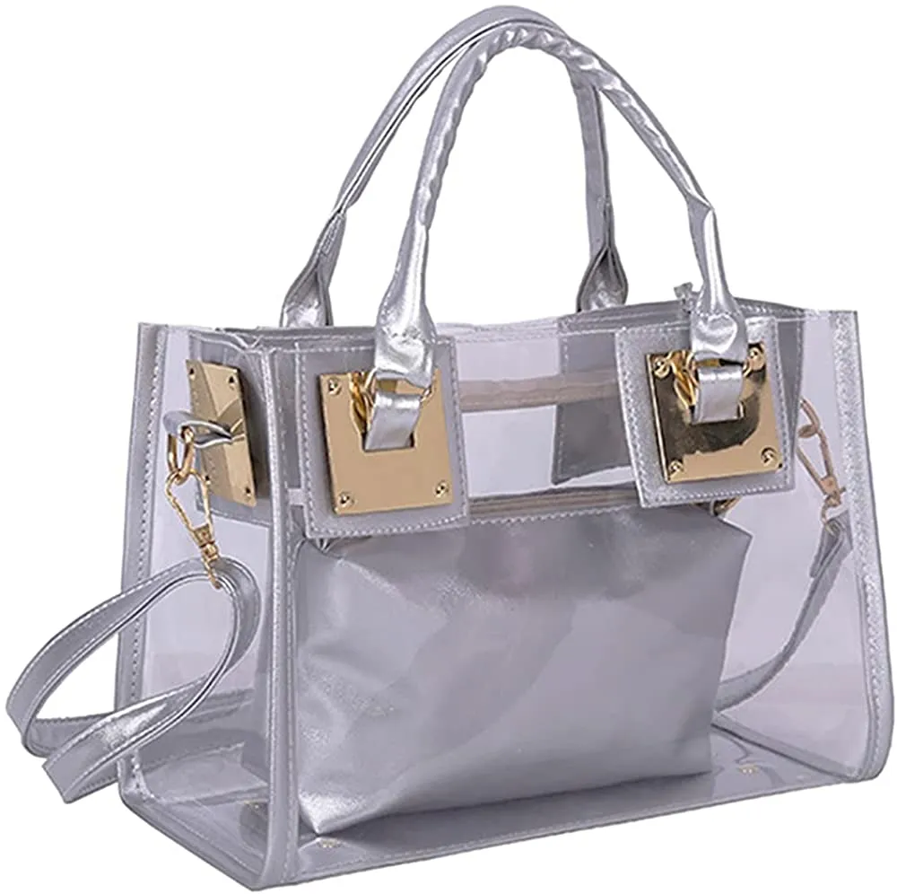 Clear Black Jelly Tote Beach Crossbody Transparent Handbag