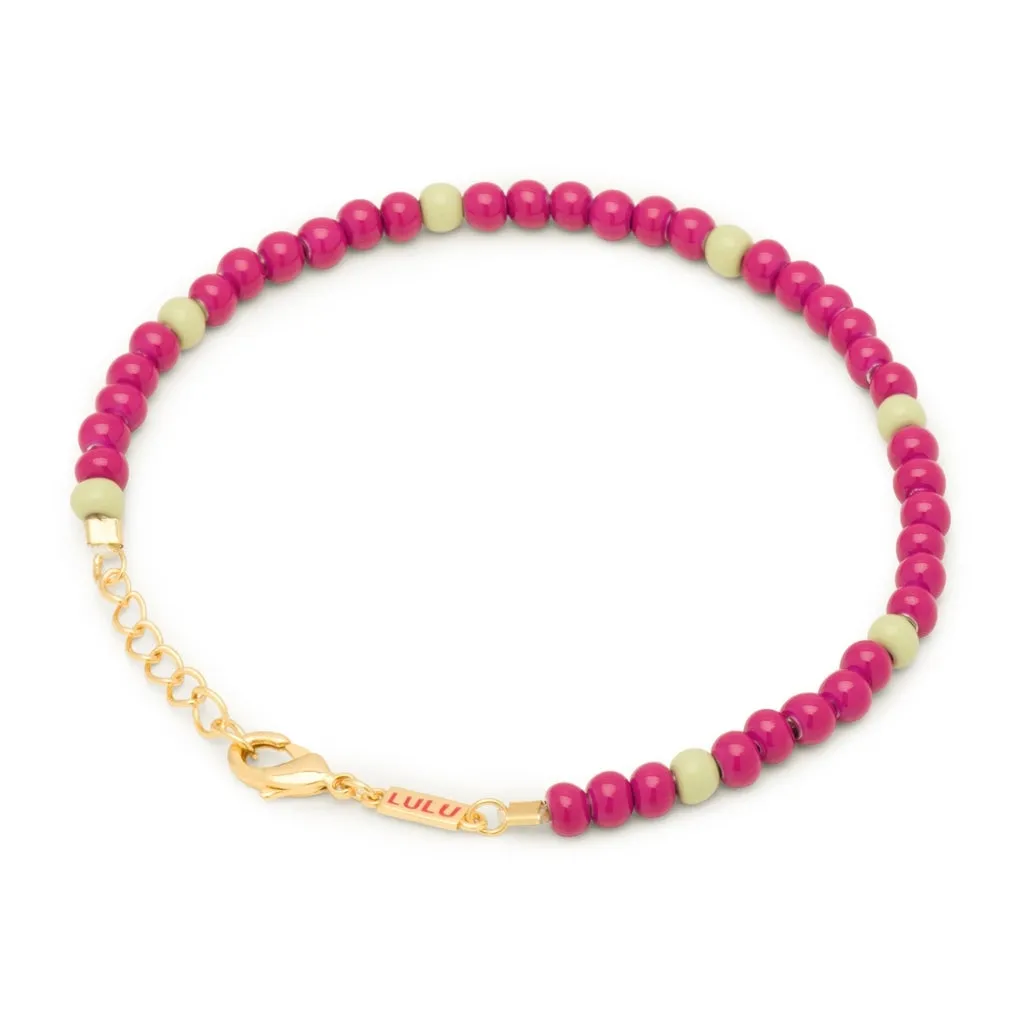 Color Ball Bracelet - Plum/Silk Light Green