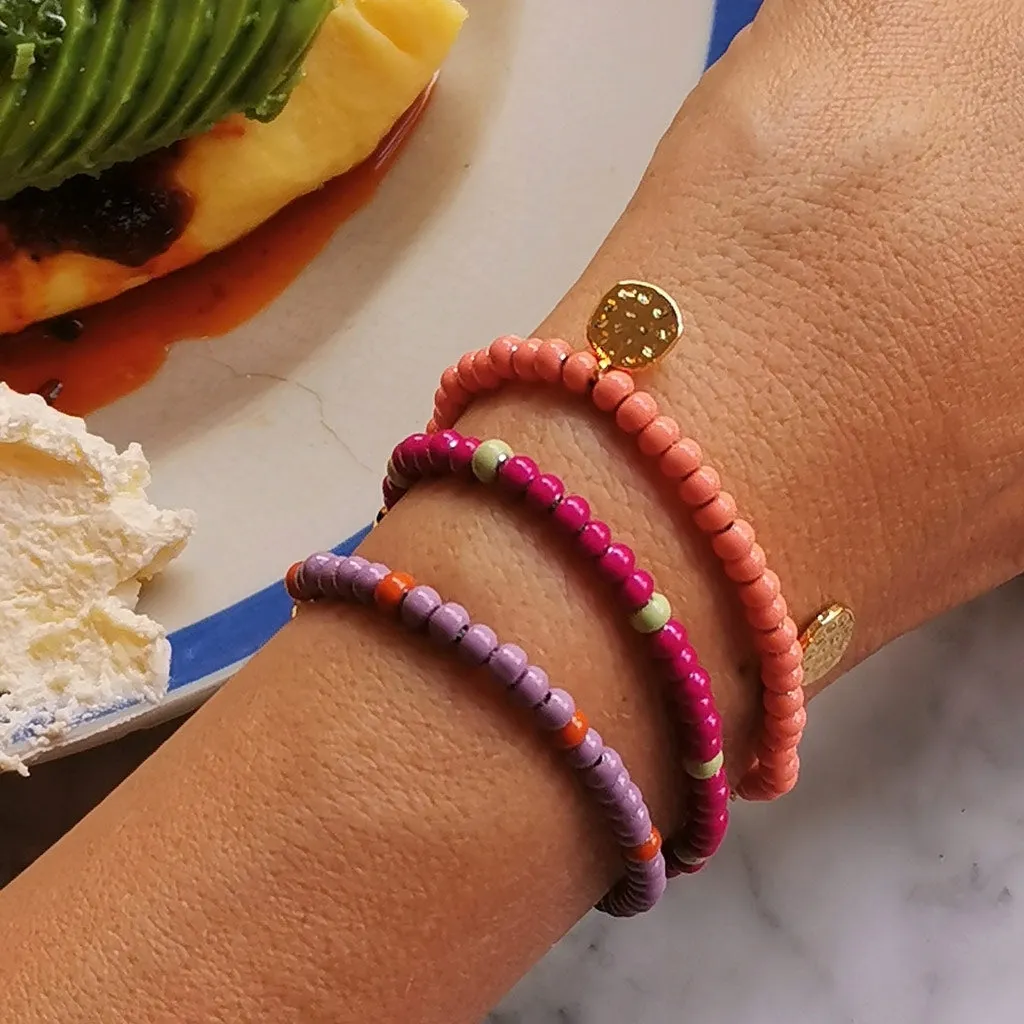 Color Ball Bracelet - Plum/Silk Light Green