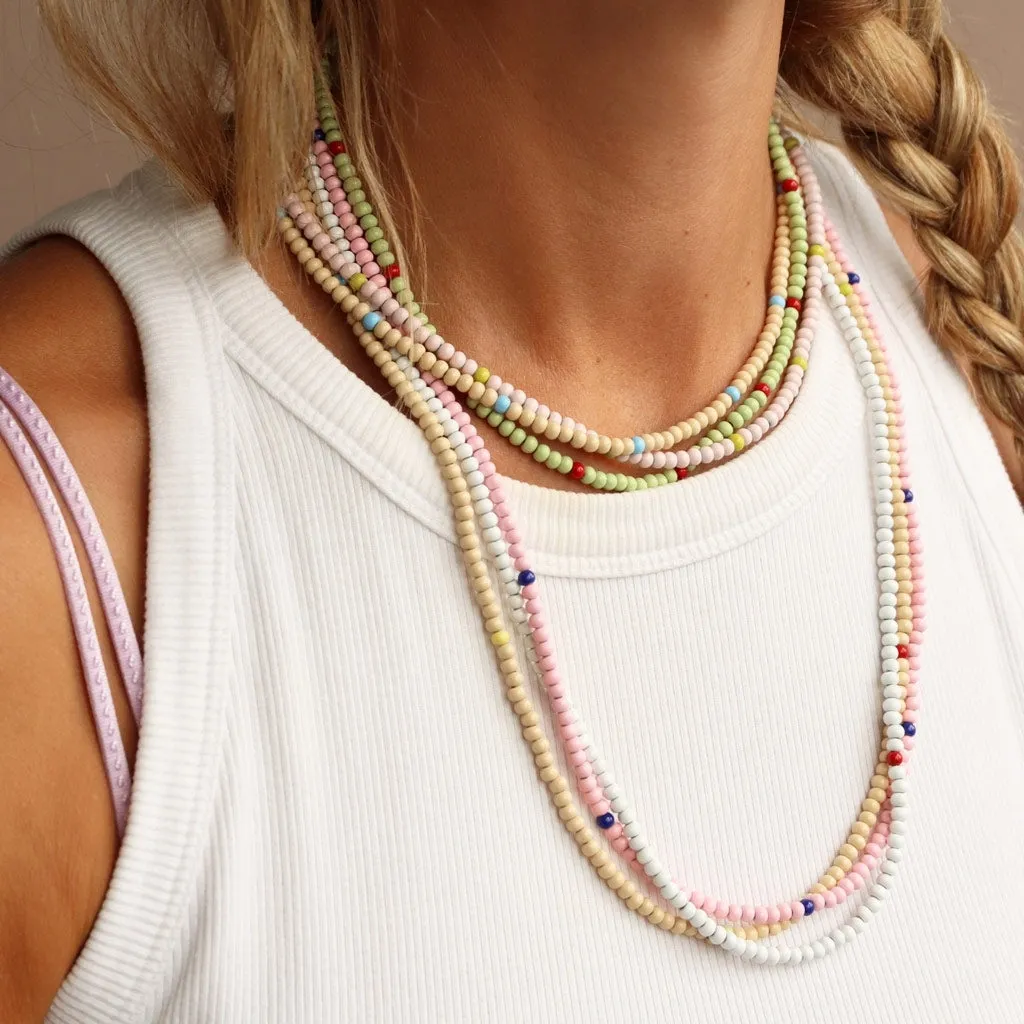 Color Ball Necklace long - Buttercream/Multi