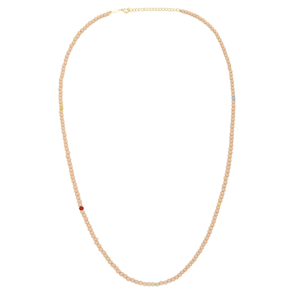 Color Ball Necklace long - Buttercream/Multi
