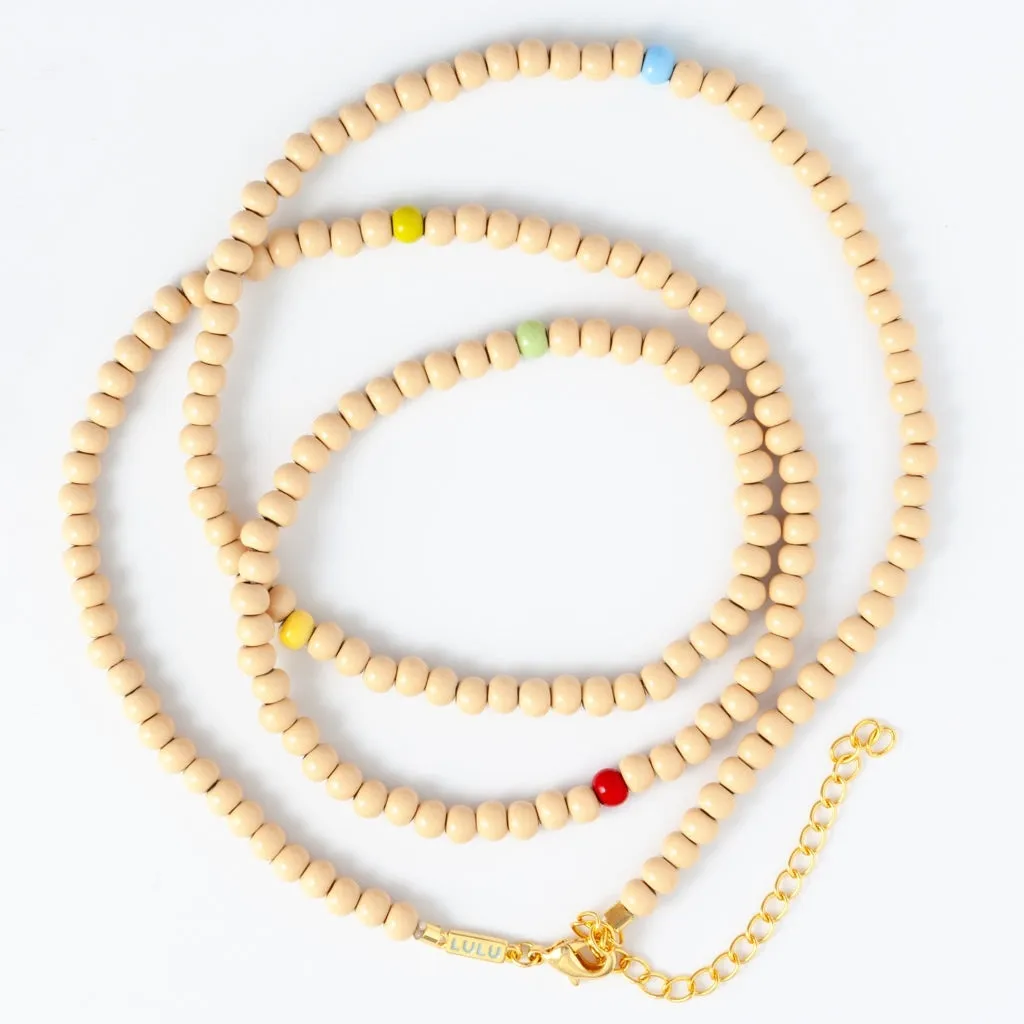 Color Ball Necklace long - Buttercream/Multi