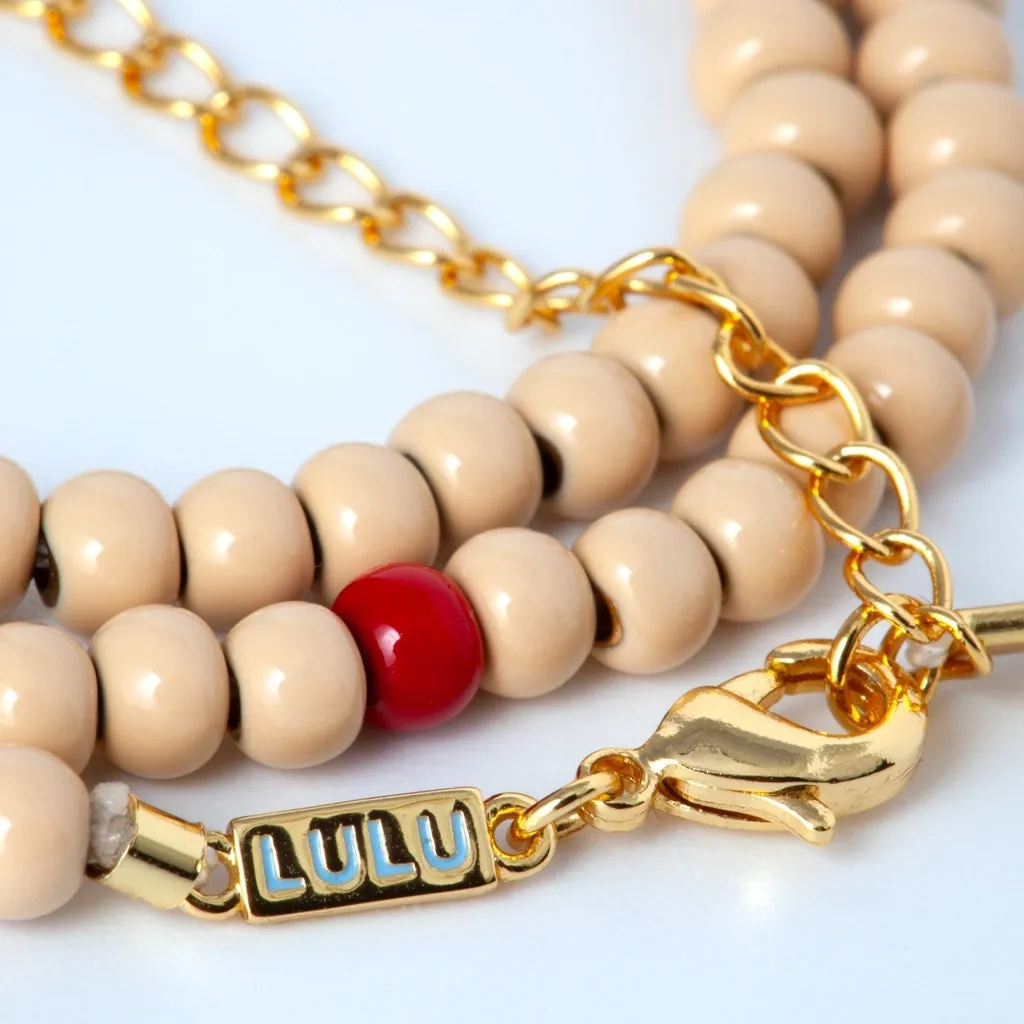Color Ball Necklace long - Buttercream/Multi