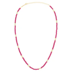 Color Ball Necklace Short - Plum/Silk Light Green