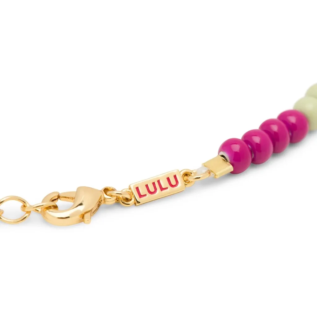 Color Ball Necklace Short - Plum/Silk Light Green