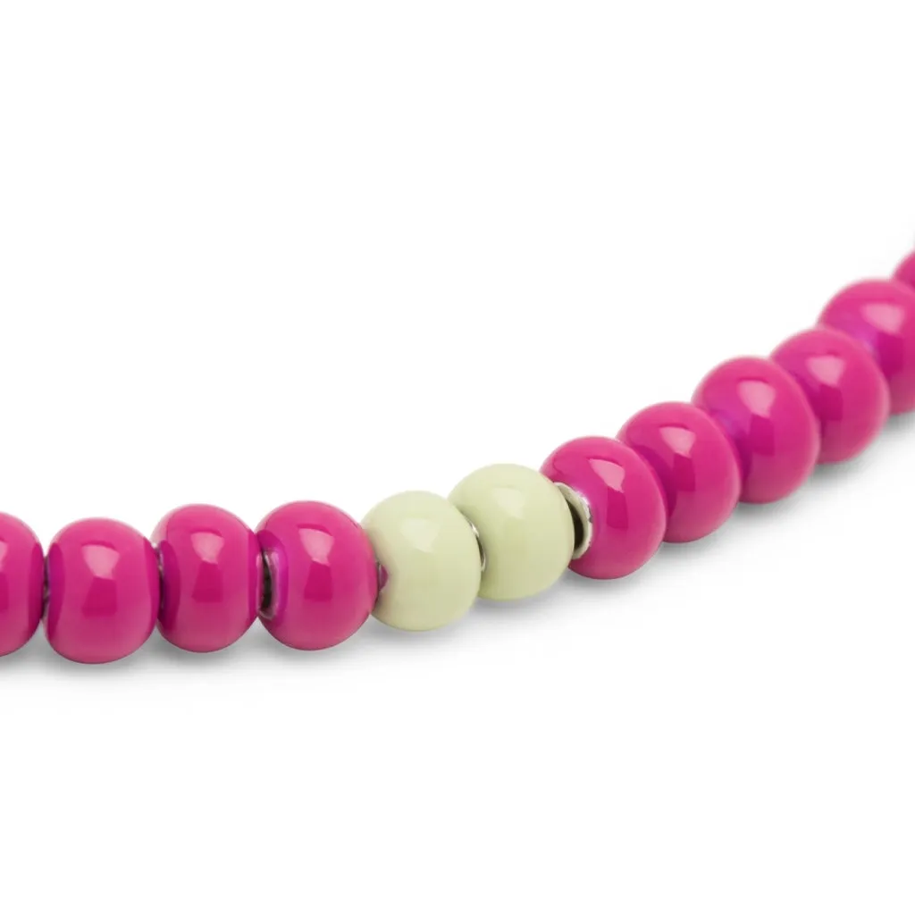 Color Ball Necklace Short - Plum/Silk Light Green