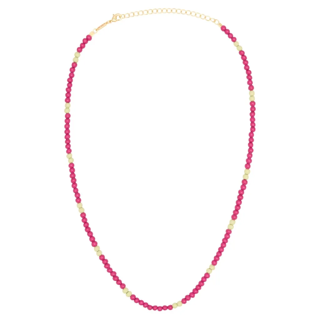 Color Ball Necklace Short - Plum/Silk Light Green