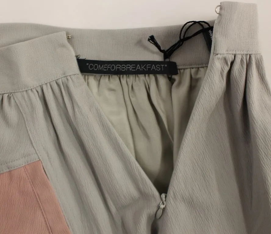 Comeforbreakfast Pink Gray Mini Short Pleated Skirt