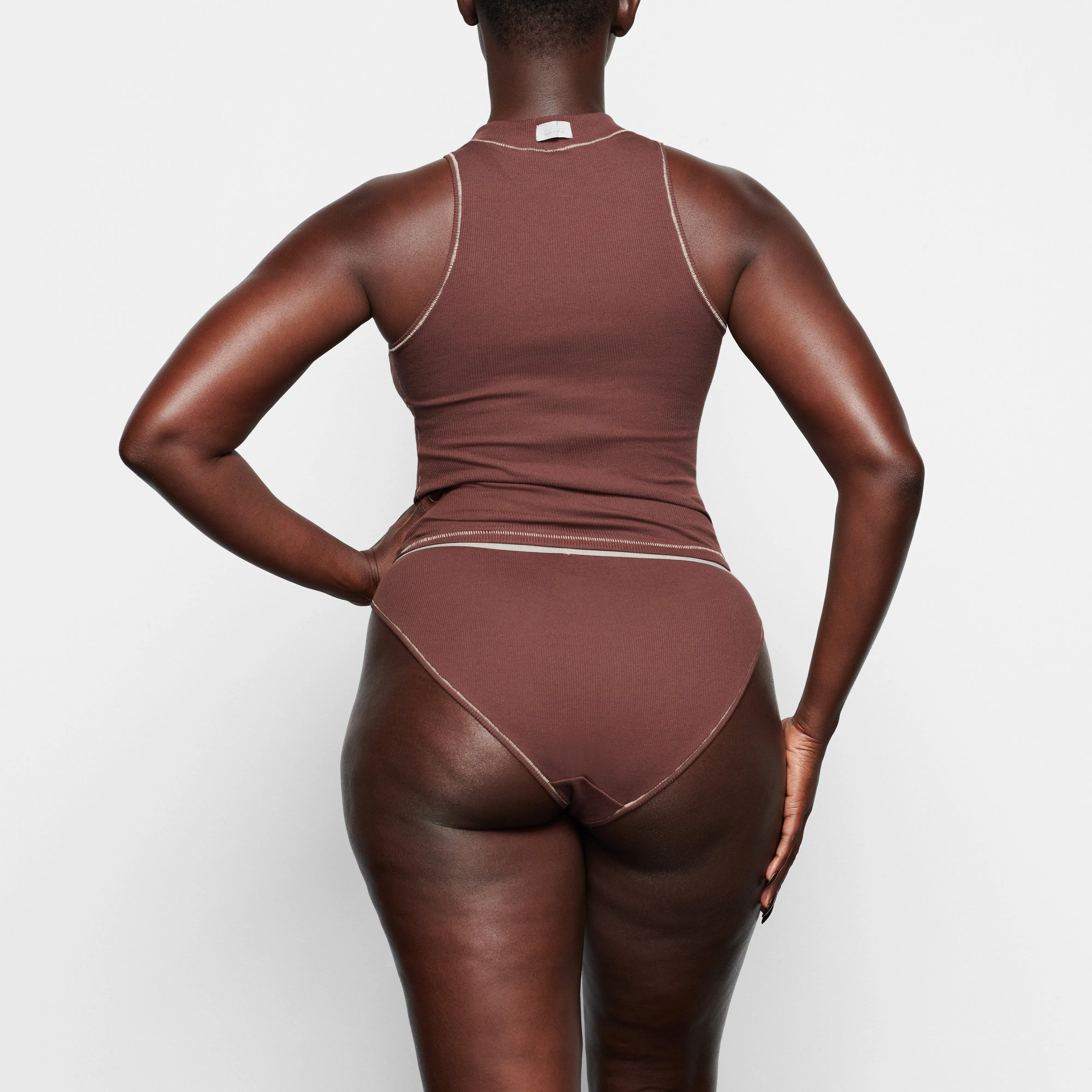 COTTON RIB MID RISE BRIEF | CHOCOLATE