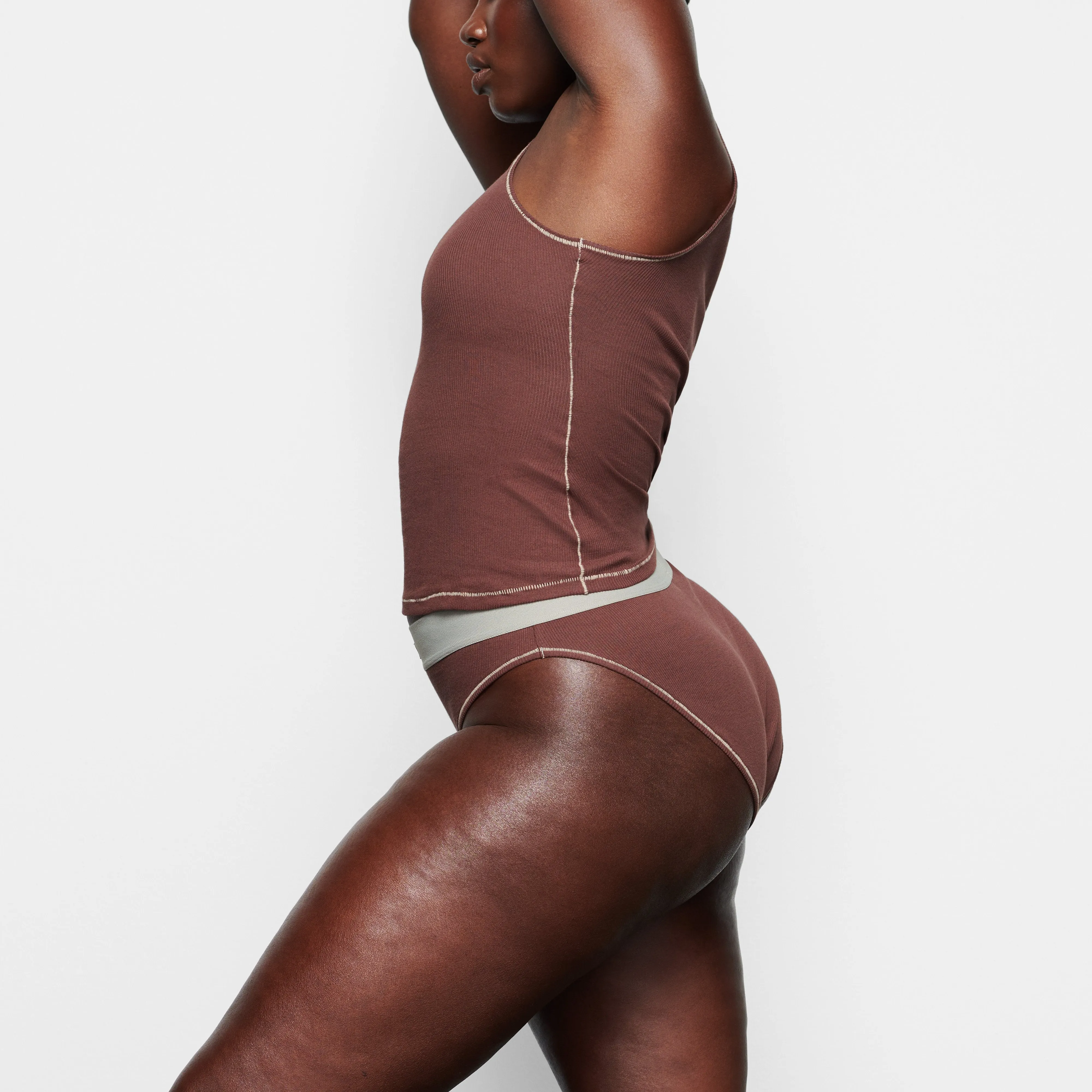 COTTON RIB MID RISE BRIEF | CHOCOLATE