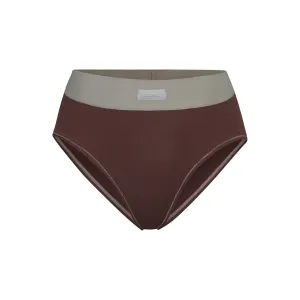 COTTON RIB MID RISE BRIEF | CHOCOLATE