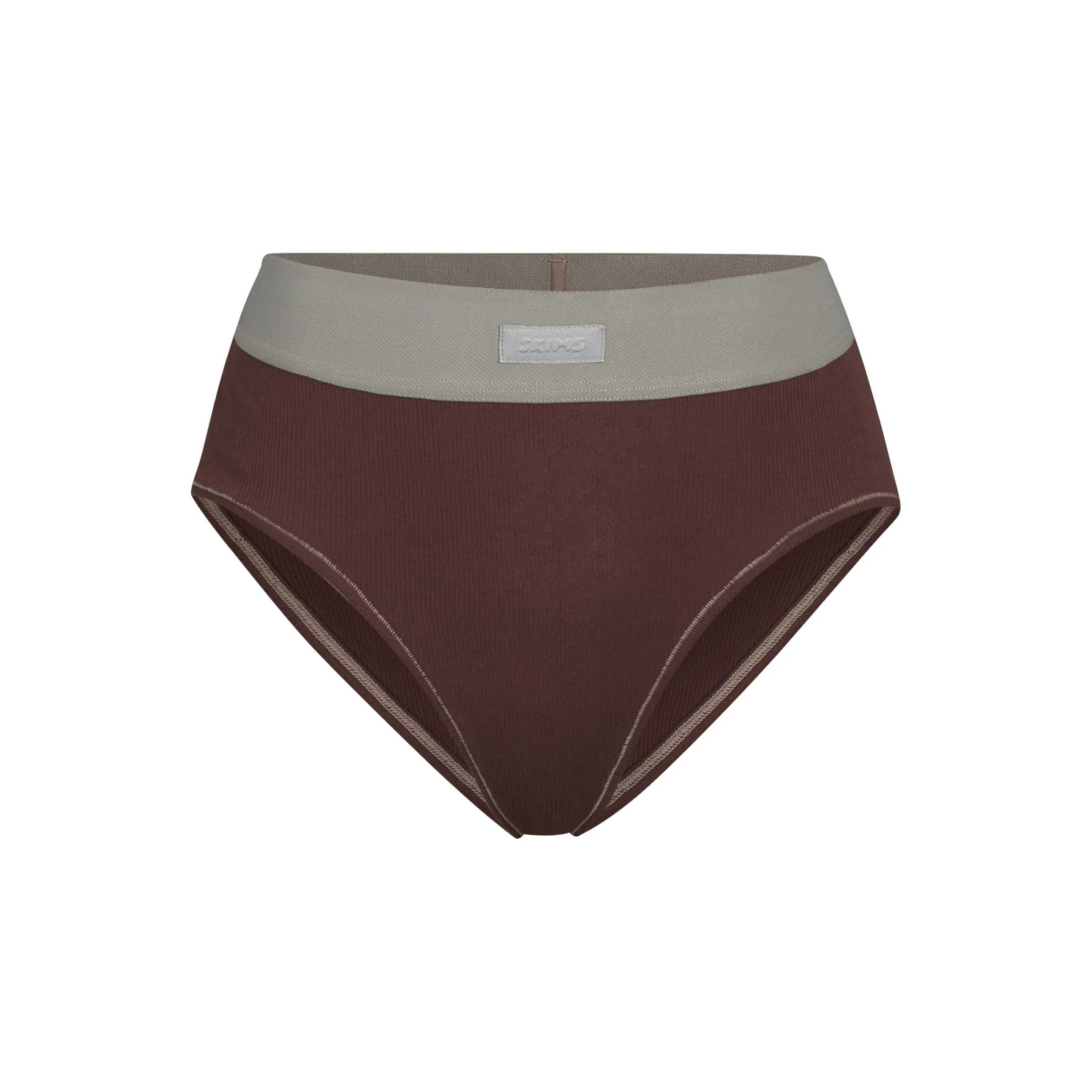 COTTON RIB MID RISE BRIEF | CHOCOLATE