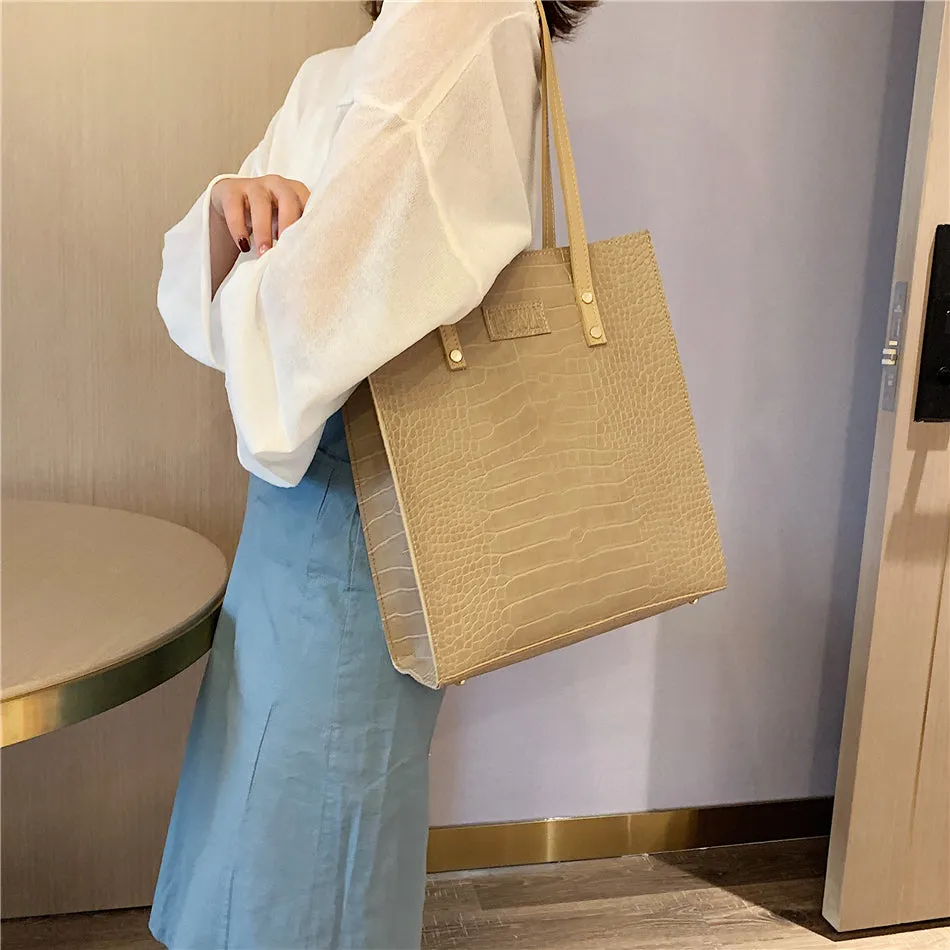 Crocodile Pattern Tote Handbag