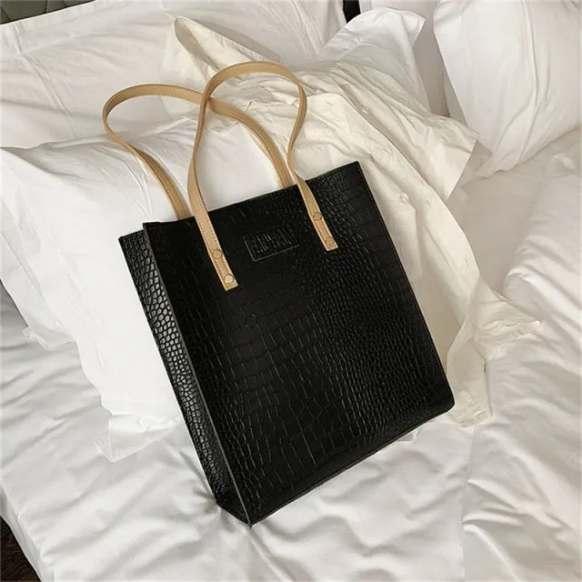 Crocodile Pattern Tote Handbag