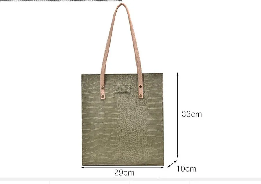 Crocodile Pattern Tote Handbag