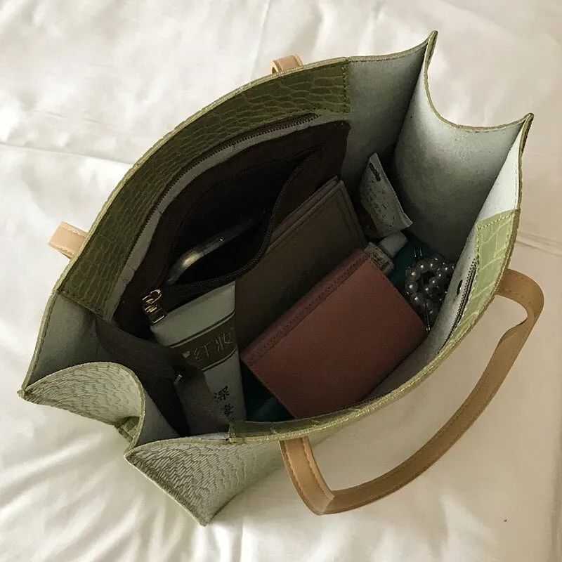 Crocodile Pattern Tote Handbag