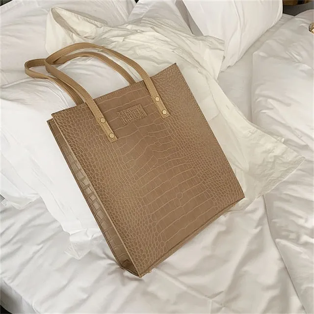 Crocodile Pattern Tote Handbag