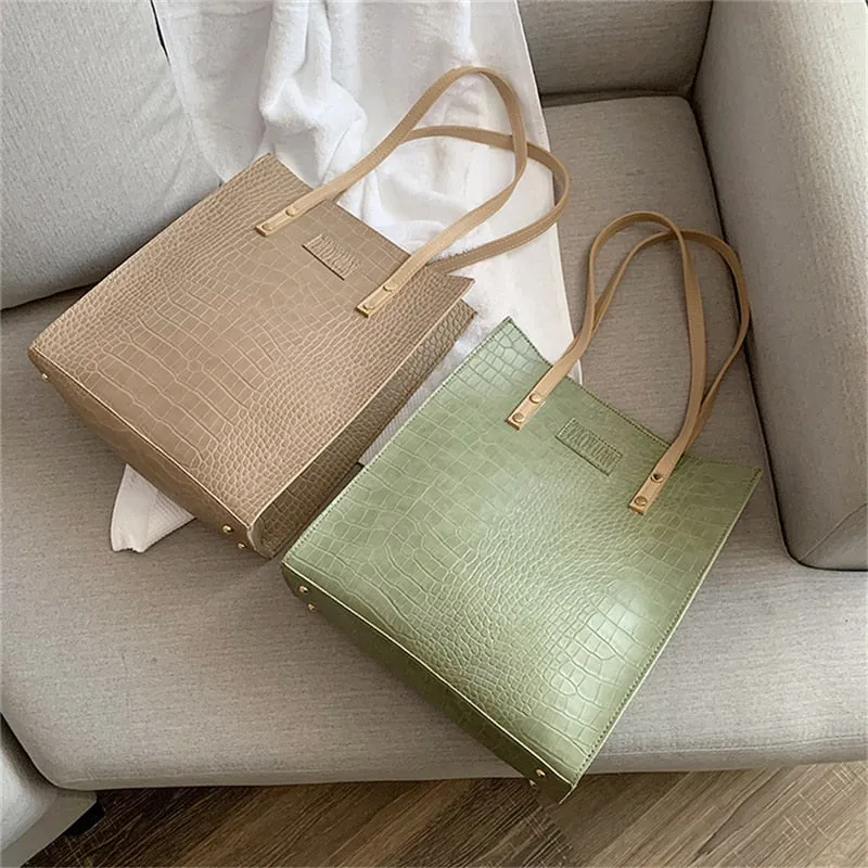 Crocodile Pattern Tote Handbag