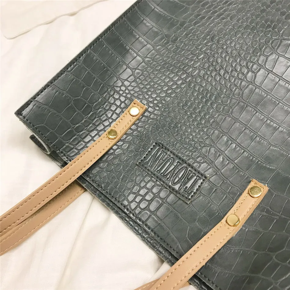 Crocodile Pattern Tote Handbag
