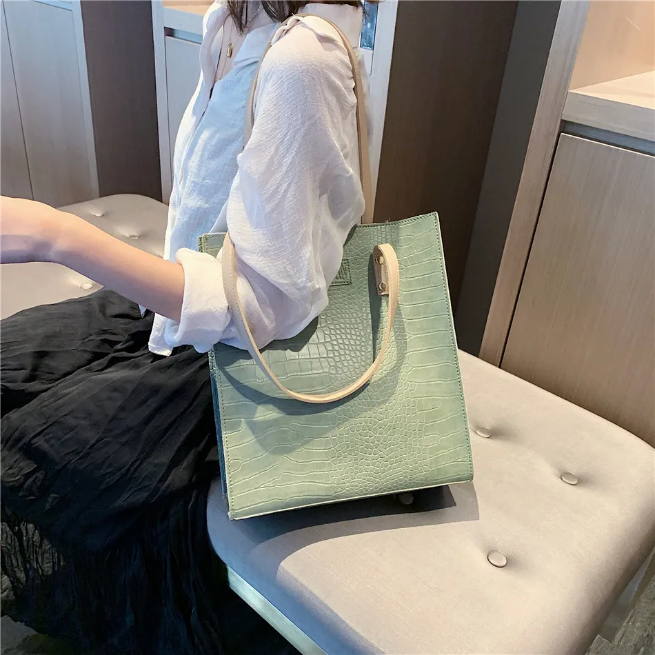 Crocodile Pattern Tote Handbag