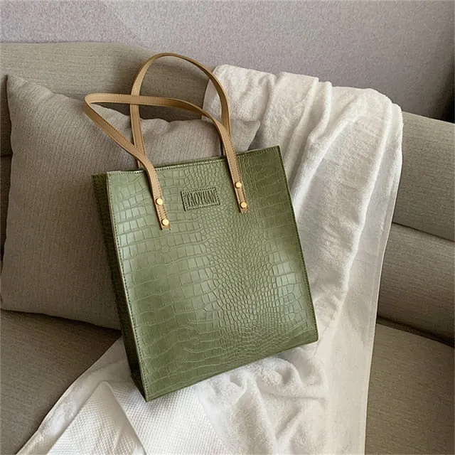 Crocodile Pattern Tote Handbag