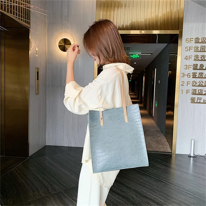 Crocodile Pattern Tote Handbag