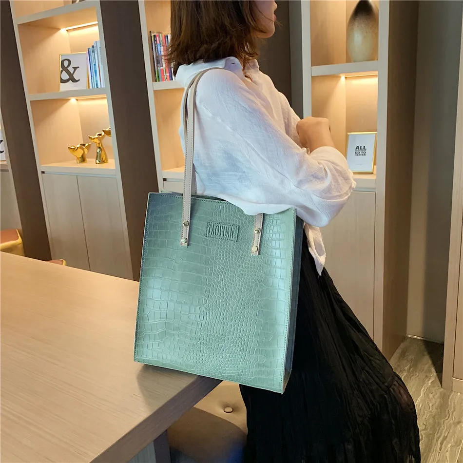 Crocodile Pattern Tote Handbag